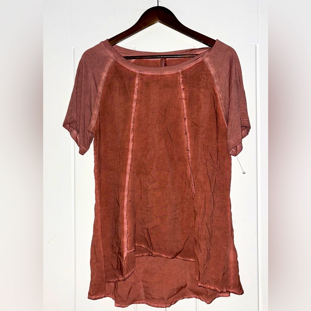 Monoreno Women Short Sleeve Tee Shirt Women L Casual Lightweight Raw Sean NEW